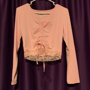 Pink Long sleeve Crop Top